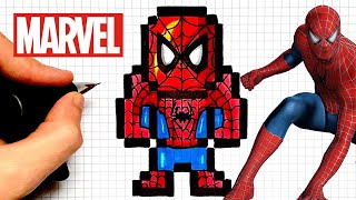 COMO DIBUJAR SPIDERMAN PIXEL ART AVENGERS MARVEL
