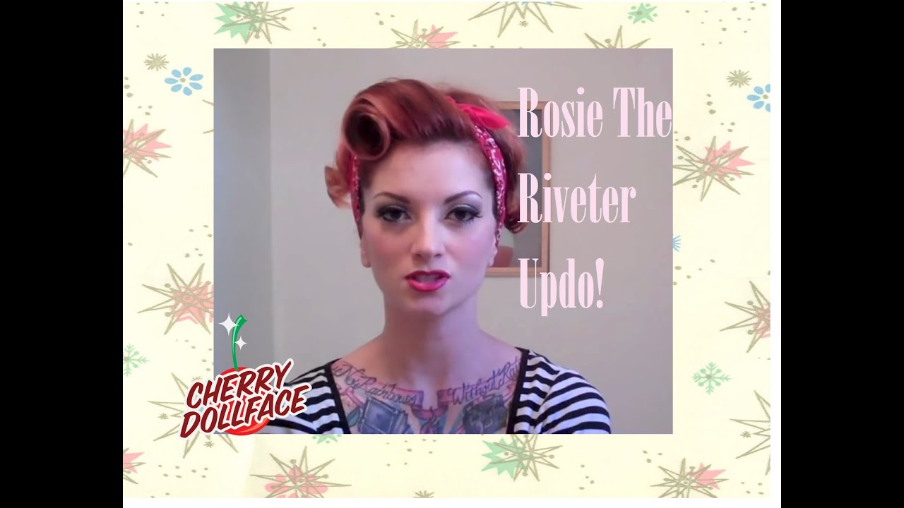 Vintage Hair Tutorial Pinup Bandana Updo Rosie The Riveter By