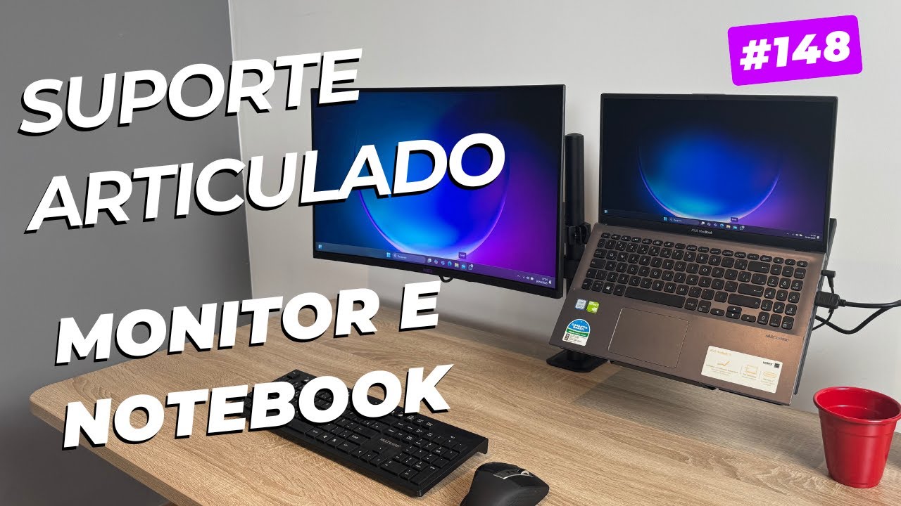 Suporte Articulado para Monitor e Notebook - Organiza seu setup e melhora sua postura ao trabalhar.