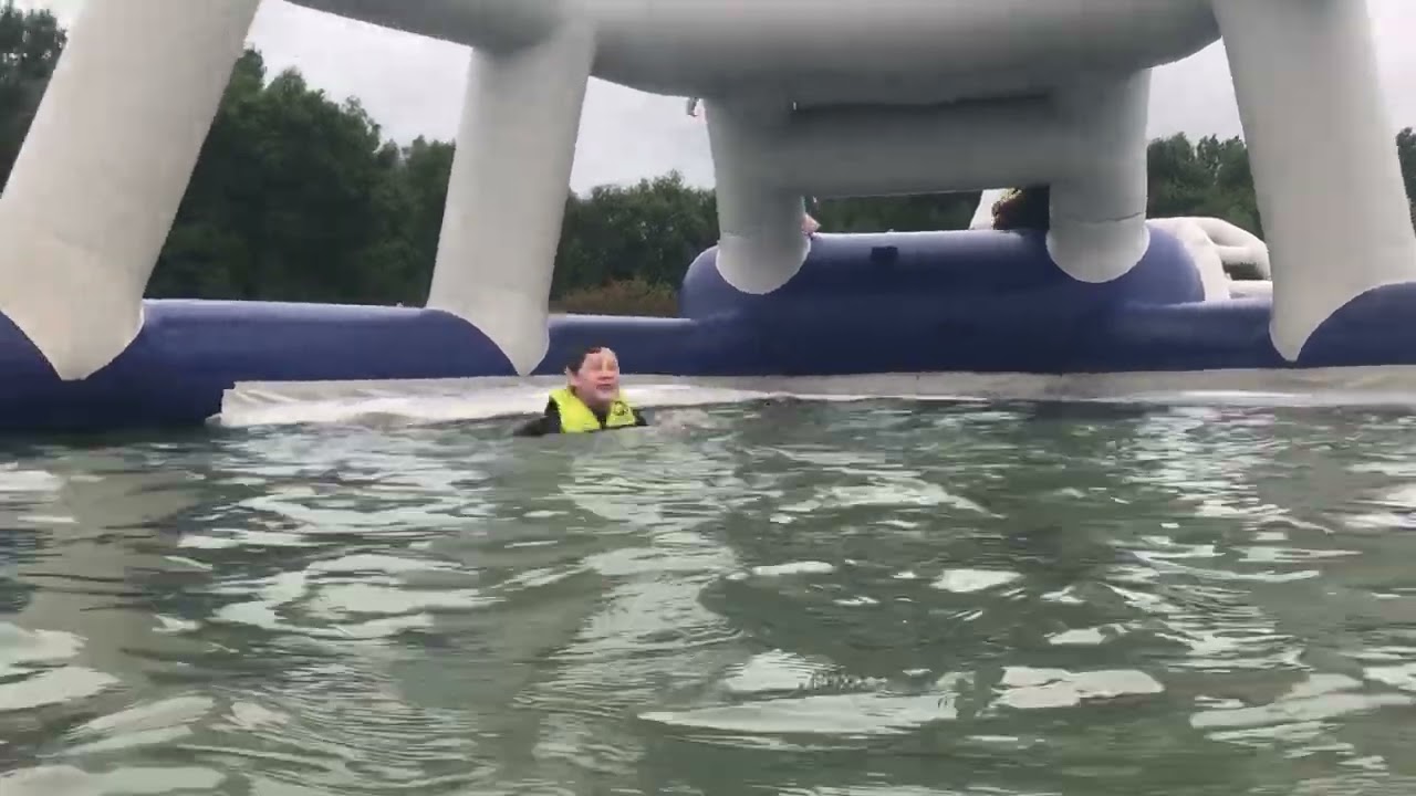 Jumping in at the aqua park