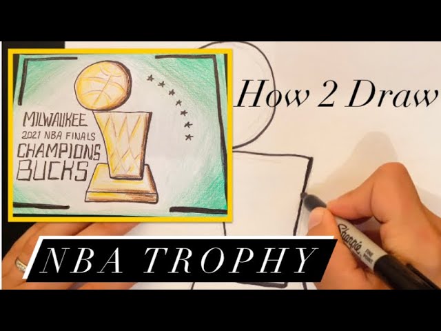 How to Draw a TROPHY Easy - for KIDS w/ Bucks Background #nba #bucks  #mrschuettesart 