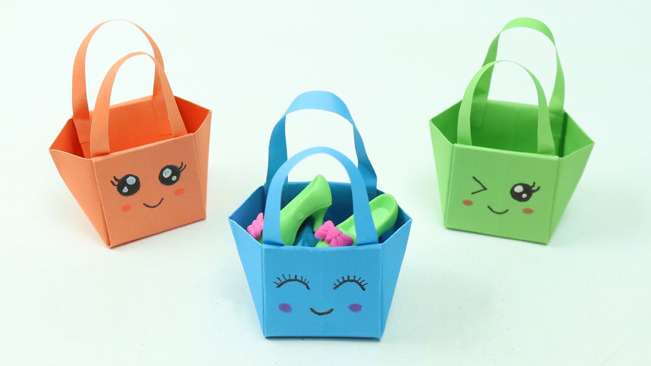 DIY Paper Bag with Handles  School Hacks  How To Make Origami Paper Gift  Bags  cute paper crafts  DIY Paper Bag with Handles  School Hacks  How  To