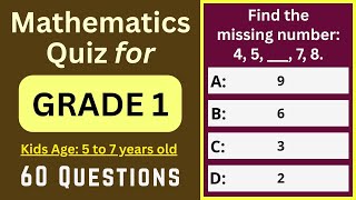 Mathematics Quiz for Grade 1 | 60 Basic MCQs for Ages 5–7 | Maths Olympiad Exam Prep | Math Quiz Bee