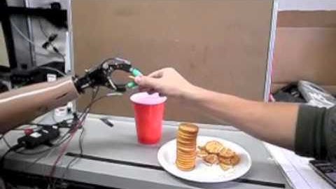 Grasping Fragile Objects with a Prosthetic Hand using BioTac Contact Detection Reflexes