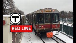【Boston Subway】【MBTA】Red Line Front View Time Lapsed POV from Alewife to Braintree in Snow