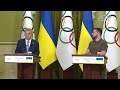 Поддержка украинских олимпийцев во время войны. Совместные заявления Зеленского – Баха