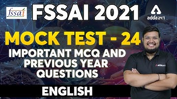 FSSAI Recruitment 2021 | FSSAI English Important MCQ and Previous Year Questions | Mock Test #24