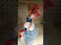 White girl barbie rides giant cock