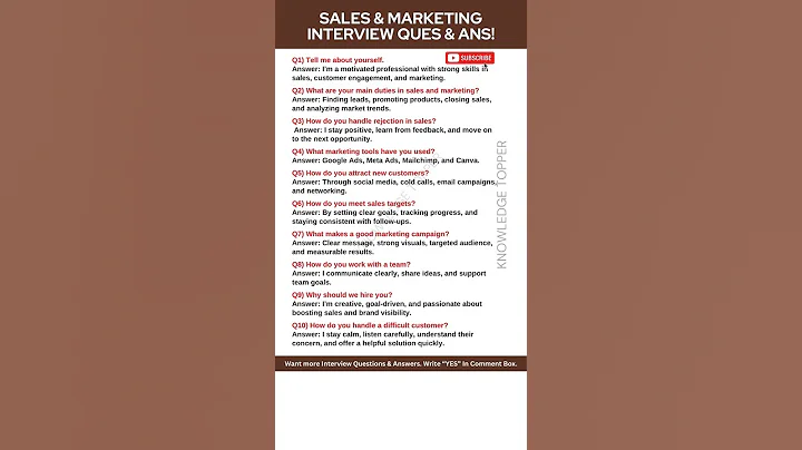 Sales and Marketing Interview Questions and Answers