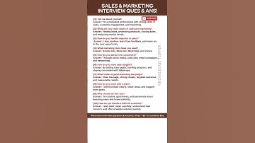 Sales and Marketing Interview Questions and Answers