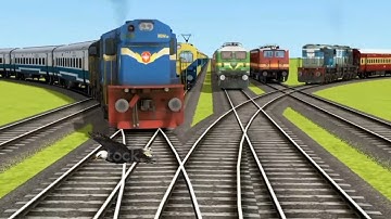 6 TRAINS CROSSING ON BUMPY FORKED RAILROAD CROSSING | Train Simulator 2023 #railroad||🚂