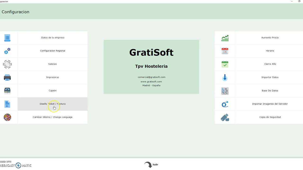 Programa Tpv para Restaurantes Gratisoft configuración general