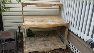 My wife For years now, my wife has wanted me to build a potting bench. Well... We were getting pallets for another project. Two pallets we