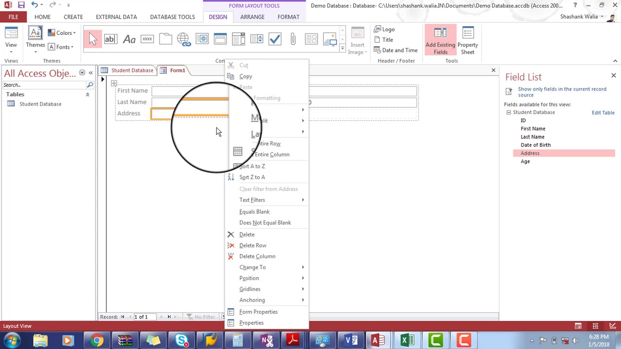 Learn to create Database in Ms Access