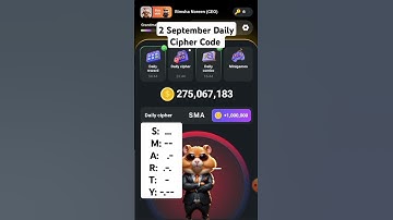 2 September Daily Cipher Code| hamster kombat daily cipher code #hamsterkombat