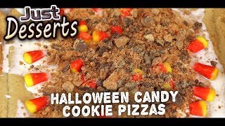 Halloween Candy Cookie Pizzas - Just Desserts