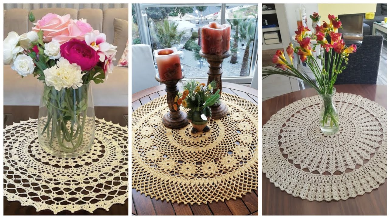 Más de 300 increíbles ideas de caminos de mesa circulares tejidos a crochet #diy  #trending #crochet
