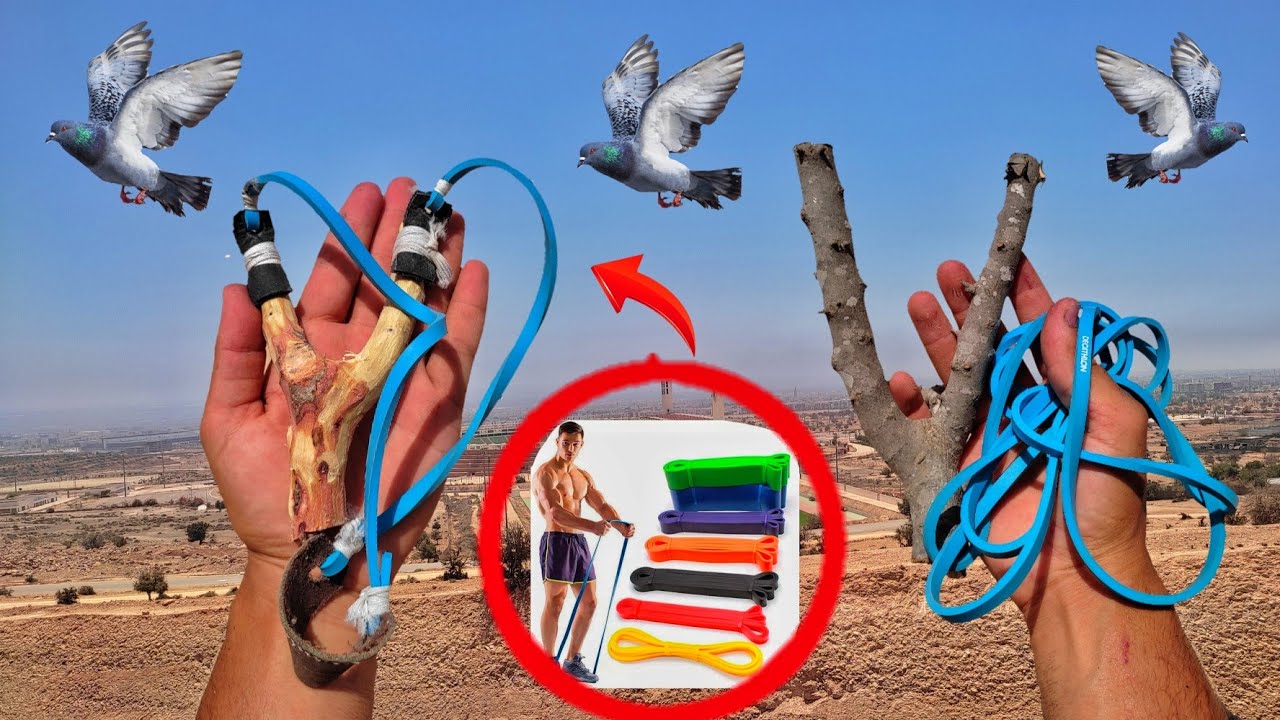 كيفية صنع مقلاع أو الجباد من مطاط الرياضة 🕊️👌وعود الشجرة 👌 مقلاع قوي جدا 💪