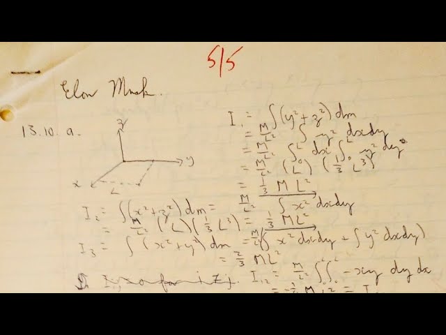 Elon Musk S Physics Homework From U Penn Youtube