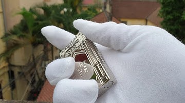 Siêu đẹp - Bật lửa Dupont hoa sen bọc bạc toàn thân D169T giá 750K Deva.vn