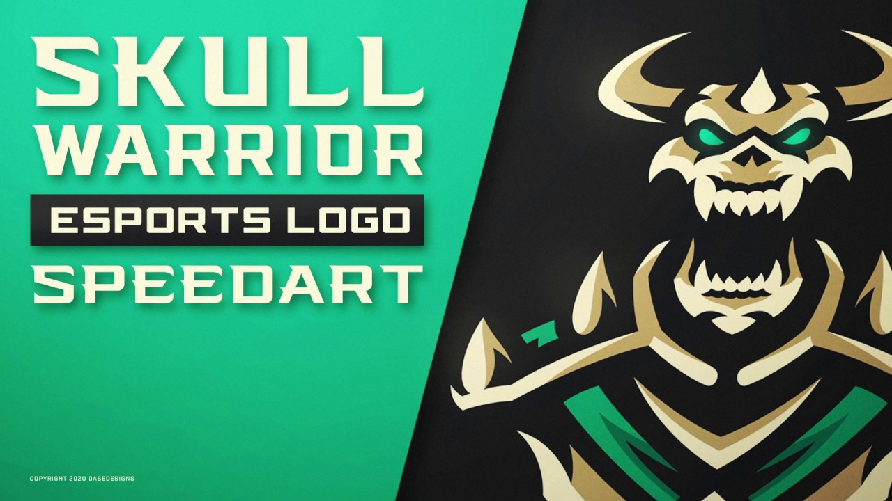 Skull Warrior Mascot Logo  Favorite Esports Font  DaseDesigns Speedart