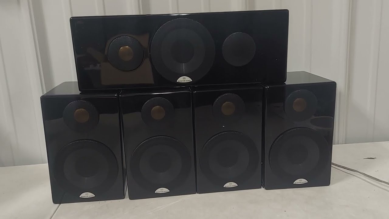 4×Monitor Audio Radius 90 & 1×Radius 180 Speakers BLACK - YouTube