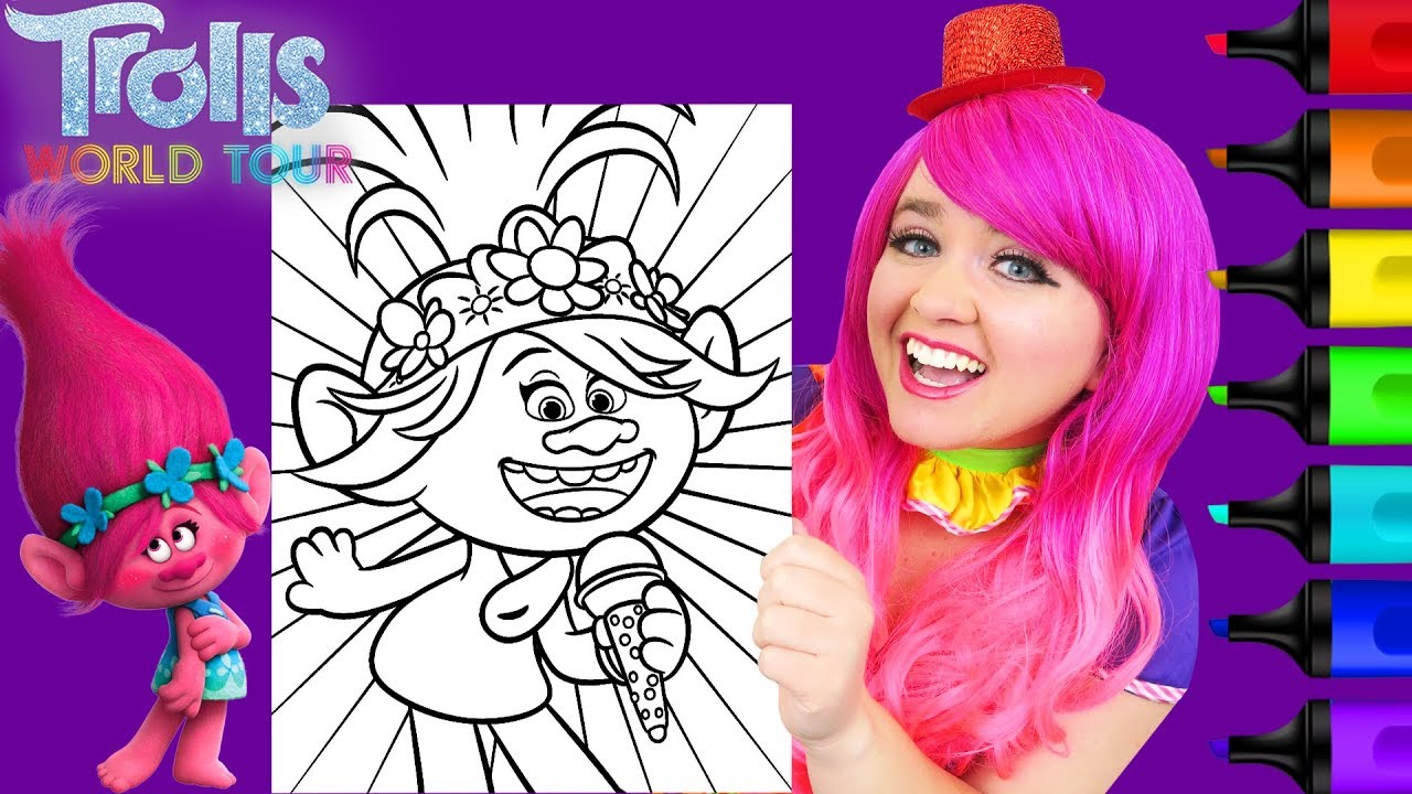 Coloring Poppy Singing Trolls 2 World Tour Coloring Page Prismacolor