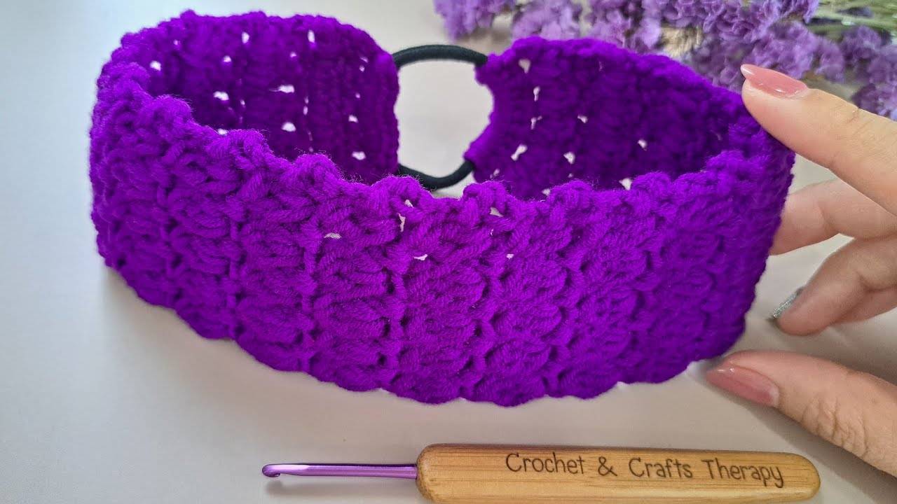 Wowww!!!💯👌  DIY crochet headband with dc3tog stitch.