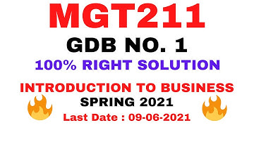 MGT211 GDB SPRING 2021 || 100% RIGHT SOLUTION || INTRODUCTION TO BUSINESS BY VuTech
