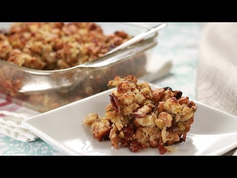 Cherry Pecan Stuffing / Dressing (with make-ahead tips)