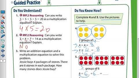 Pearson realize Math book for Grade 3, Multiplication as Repeated Addition