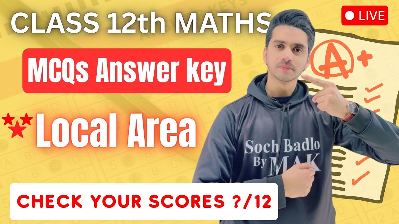 FBISE Class 12th Mathematics (LOCAL AREA) MCQS Answer Key OF Board ...