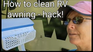 How to clean your RV Awning  HACK!  Use a MAGIC ERASER MOP with water  NO chemicals!