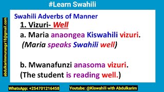 Learn Swahili: Adverbs of manner