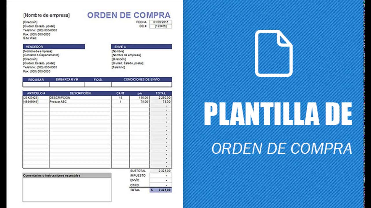 Plantilla De Orden De Compra Excel