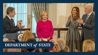 Secretary Blinken remarks at a portrait unveiling of the 67th Secretary of State Clinton