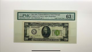 A Few Fair Banknotes - US $20 1934 Federal Reserve Star Note (2054-Glgs*) in PMG 63 EPQ