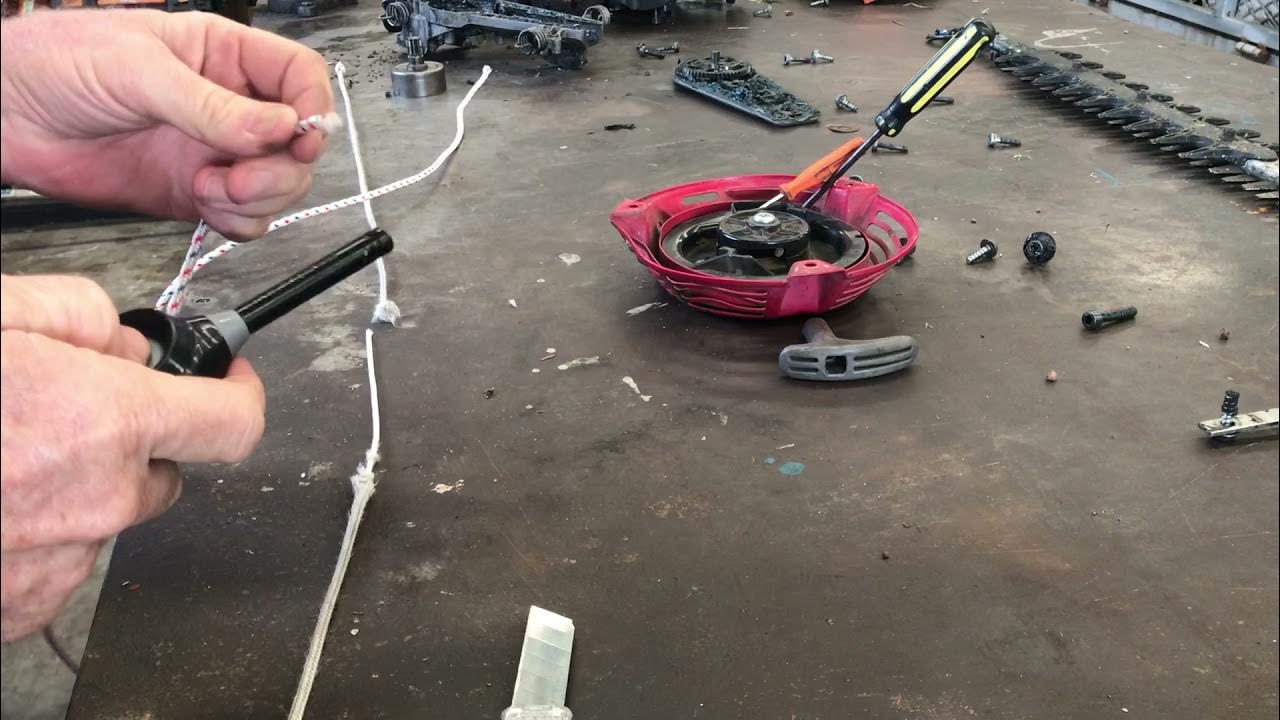 How to changed frayed or worn pull cord (not snapped) on Honda mower by