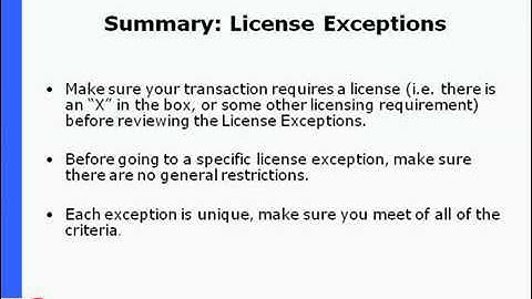 5. Compliance Webinar: License Exceptions