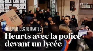 Blocus et tensions devant un lycée mobilisé contre la réforme des retraites