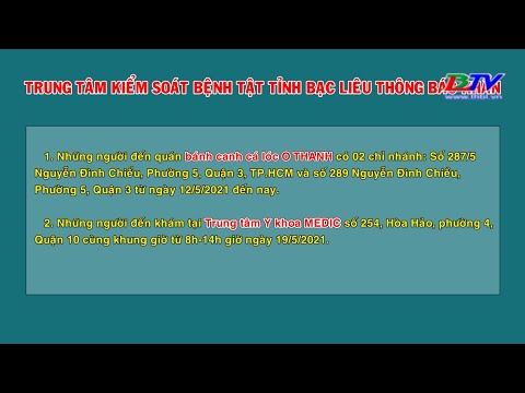 Trung tâm Kiểm soát bệnh tật Bạc Liêu thông báo khẩn.