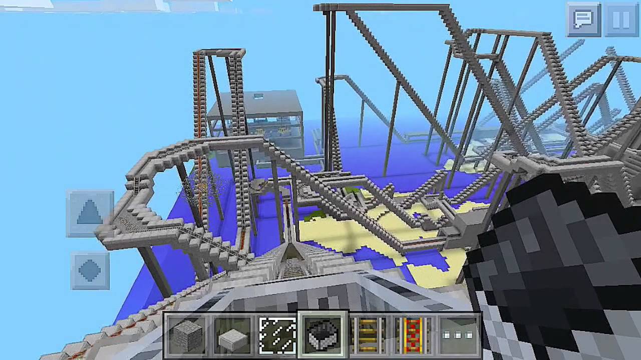 Minecraft Pe 暇な時間を使ってジェットコースターを作ってみた Very Long Roller Coaster Youtube