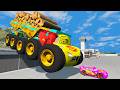 Giant ROCK DUMP TRUCK McQueen Eater VS Cars Lightning McQueen Escape Monster Beamng Drive #3