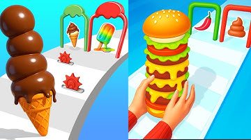 Burger Master VS Stack Icecream Runner -  MAX LEVEL Gameplay Walkthrough  Android NEW UPDATE Ep 1