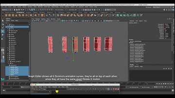Maya Animation: Simple Falling Dominoes Using the Graph Editor