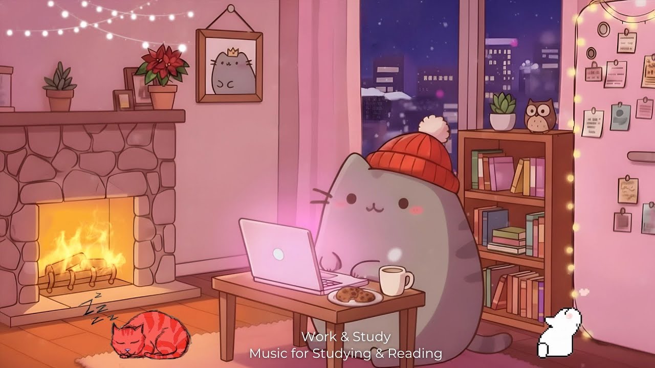 Pusheen’s Night Cozy Home 🍪✨ Cozy Lofi for Peaceful Mood, Relax, Study