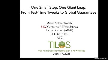 TILOS HOT-AI Workshop: From Test-Time Tweaks to Global Guarantees with Mahdi Soltanolkotabi (USC)