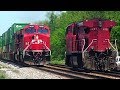 CP Train Passes CP Train That Caught Fire! CSX Towing Engine That Caught Fire! Big CSX Coal Train!