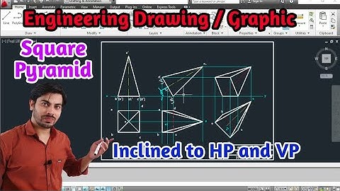 Projection of square pyramid in Autocad | Projection of solid in Autocad solid inclined to HP and VP
