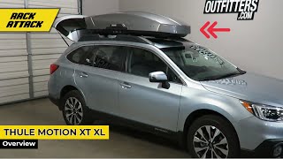 Subaru Outback Wagon with Thule Motion XT XL 18 CF Roof Box Luggage Carrier